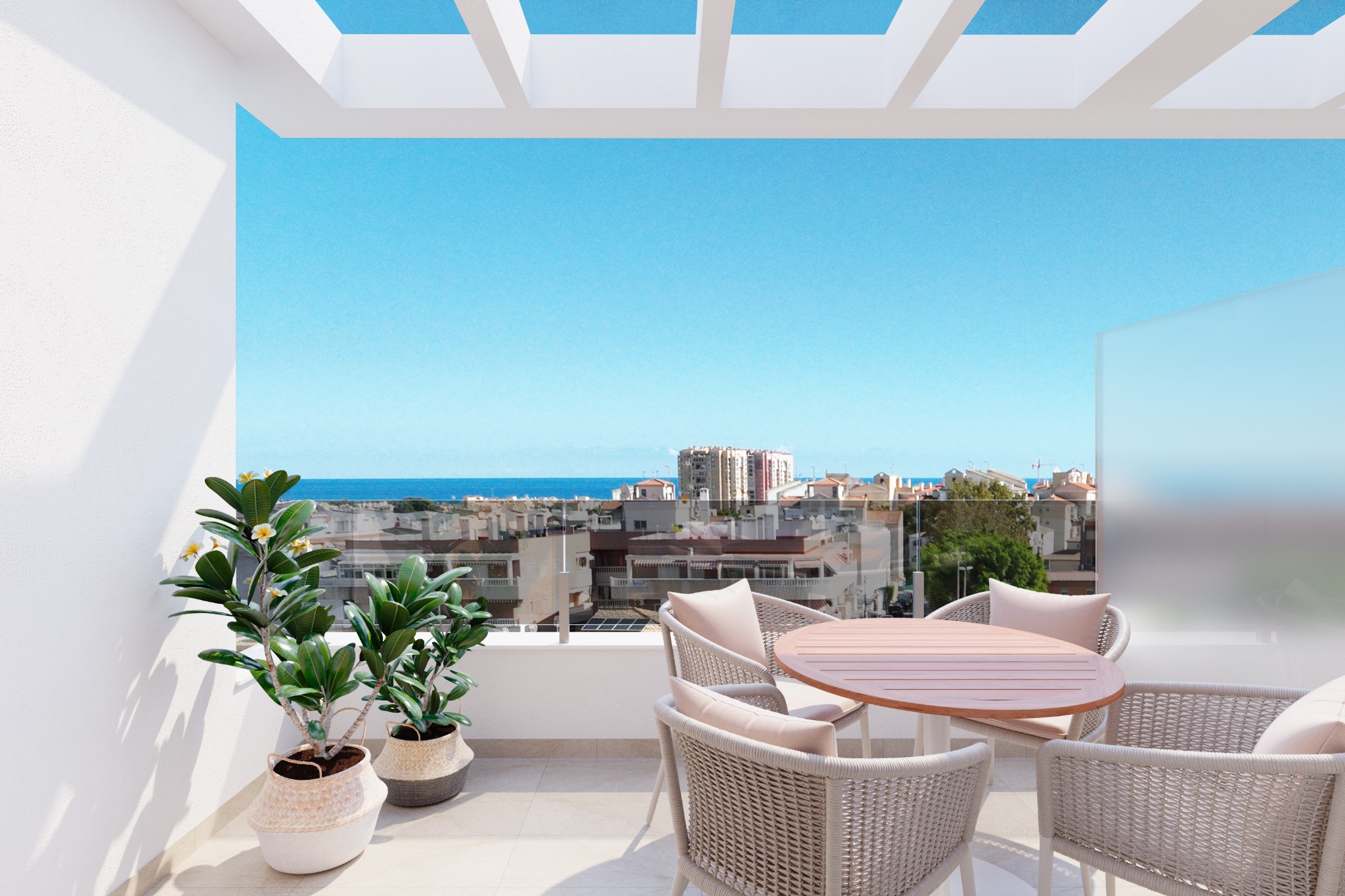 Terraza de vivienda con vistas al mar
